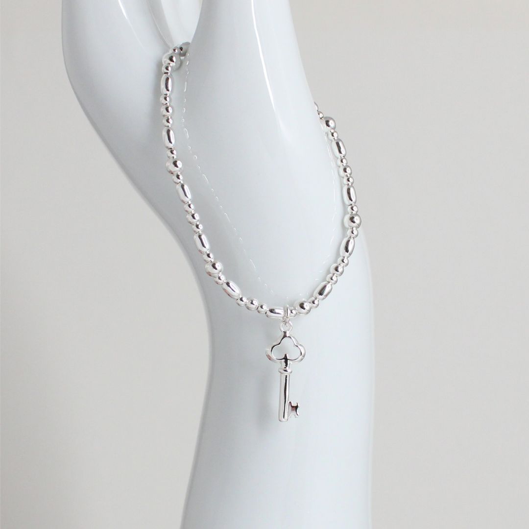 Key Charm Beaded Stacking Bracelet - Amelia