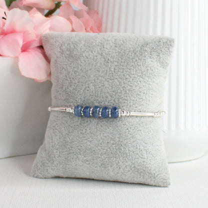 Sterling Silver Beaded Stacking Bracelet with Kyanite - Skyline