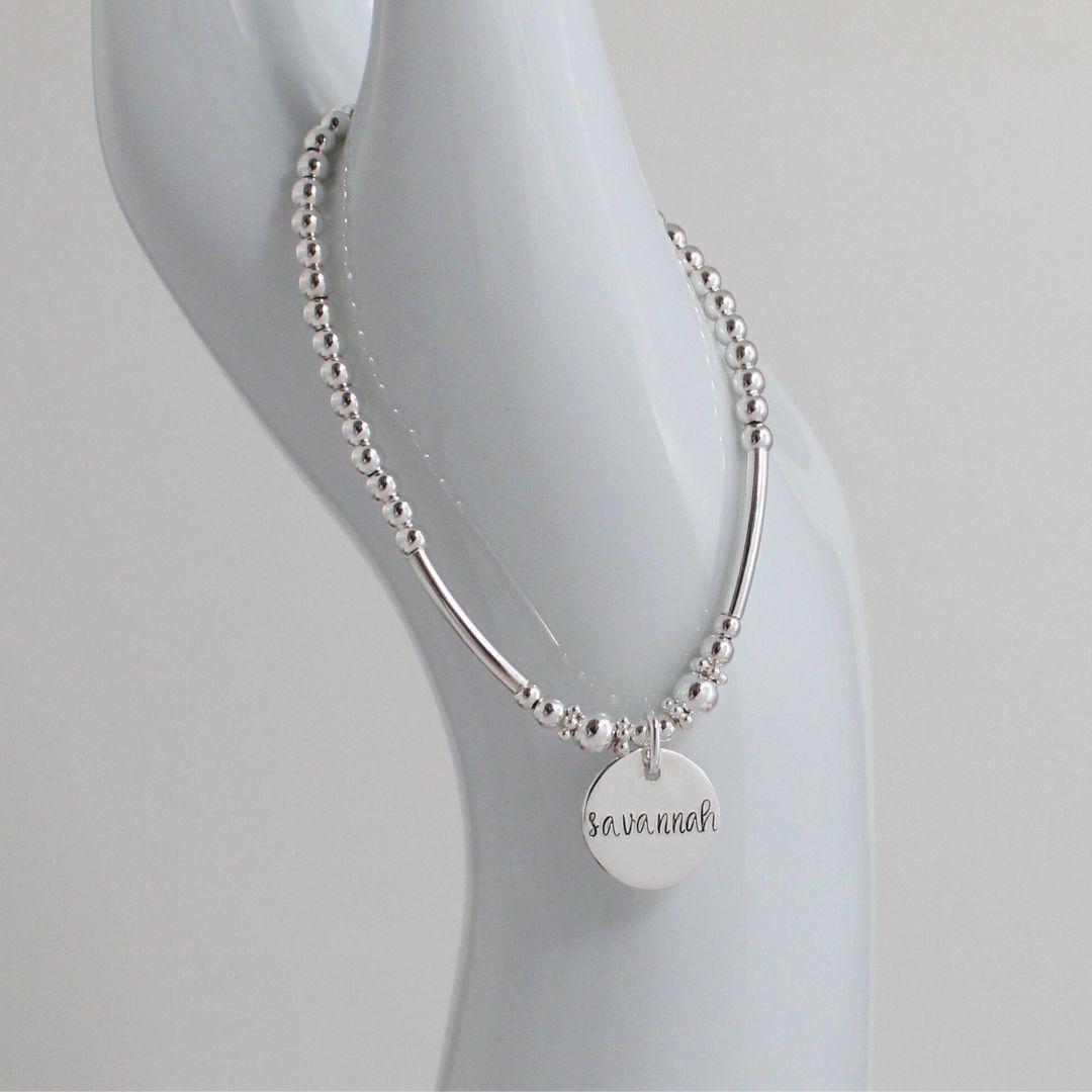 Sterling Silver Stacking Bracelet with Bella Name Charm - Special Edition