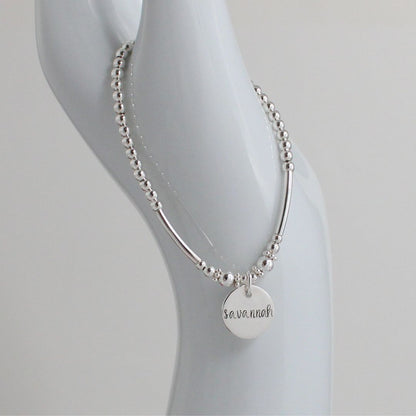 Sterling Silver Stacking Bracelet with Bella Name Charm - Special Edition