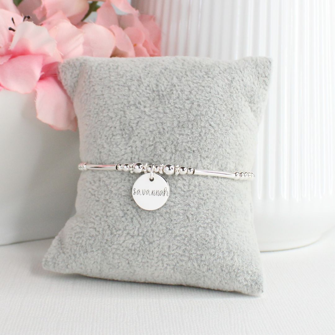 Sterling Silver Stacking Bracelet with Bella Name Charm - Special Edition