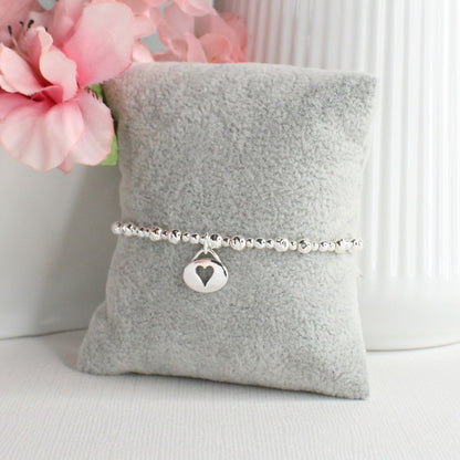 Oval Heart Charm Beaded Stacking Bracelet - Audrey