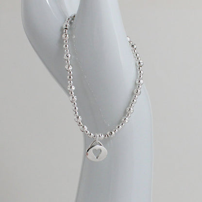 Oval Heart Charm Beaded Stacking Bracelet - Audrey