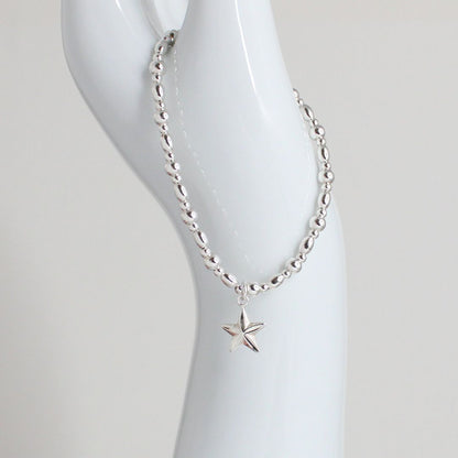 Star Silver Bead Stacking Bracelet - Lucy