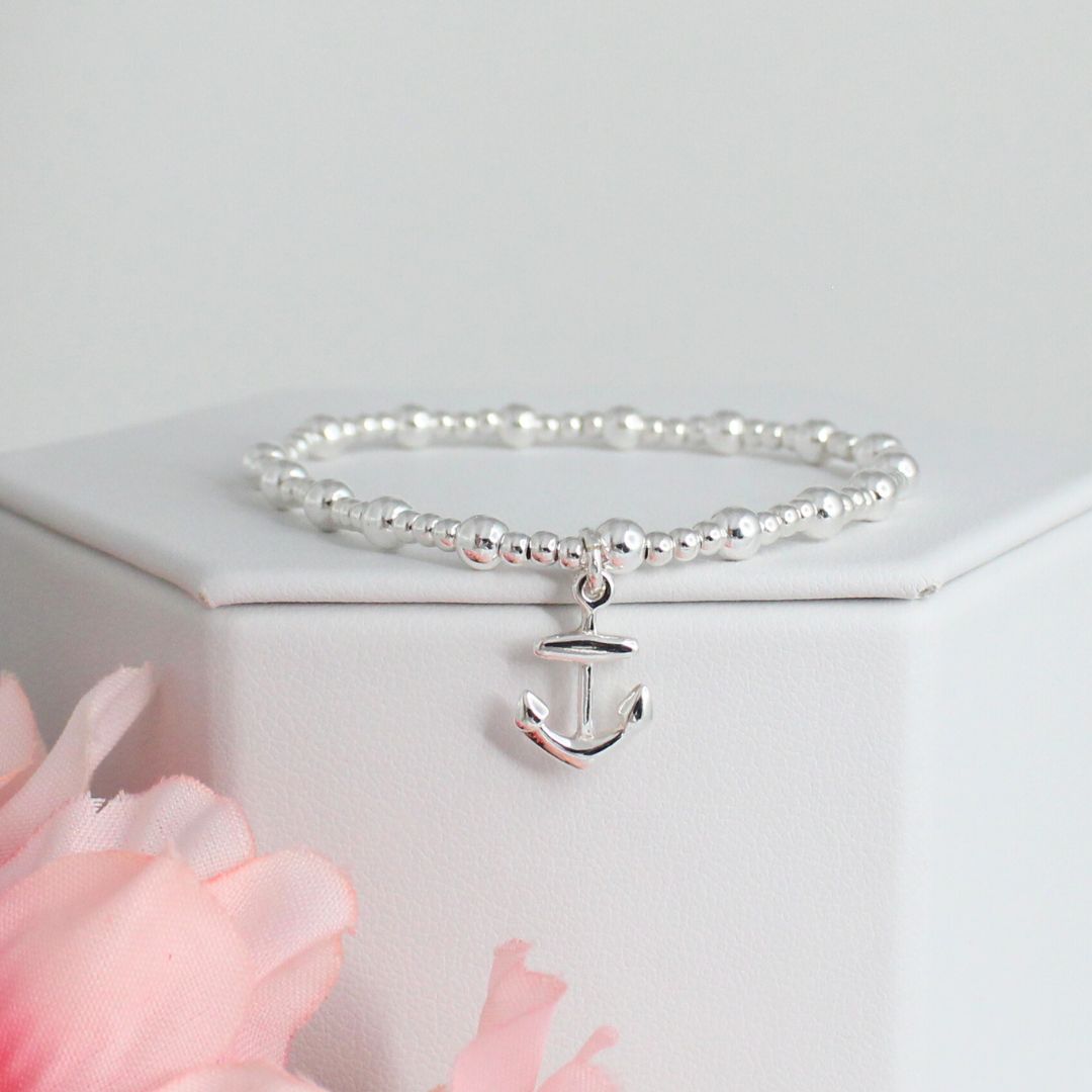 Anchor Charm Beaded Stacking Bracelet - Juliet