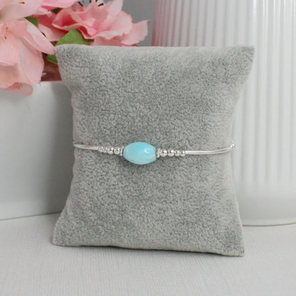 Sterling Silver Blue Aragonite Beaded Bracelet - Sea Drift