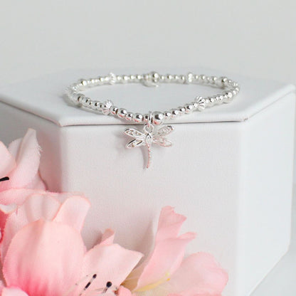 Dragonfly Charm Beaded Stacking Bracelet - Natalie