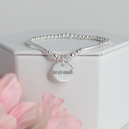 Sterling Silver Stacking Bracelet with Bella Name Charm - Special Edition