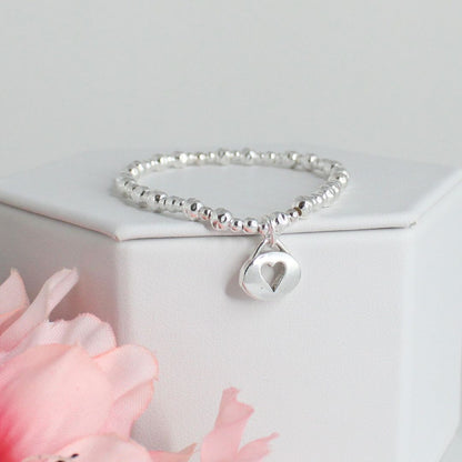 Oval Heart Charm Beaded Stacking Bracelet - Audrey