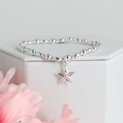 Star Silver Bead Stacking Bracelet - Lucy