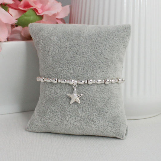 Star Silver Bead Stacking Bracelet - Lucy
