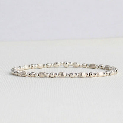 Sterling Silver Corrugated Melon Bead Stacking Bracelet - Pisa