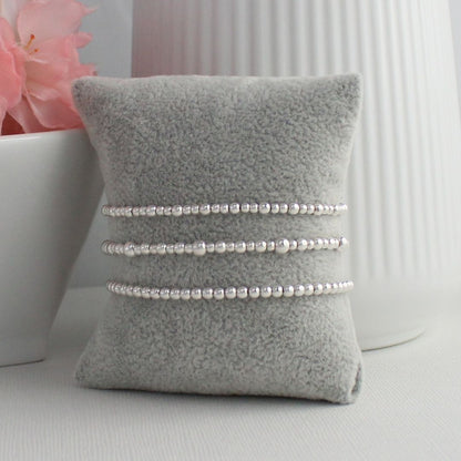 Sterling Silver Plain Multi Size Beaded Stacking Bracelet - Milano