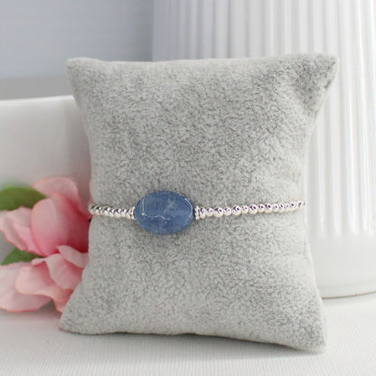 Sterling Silver Blue Kyanite Beaded Bracelet - Sky Echo