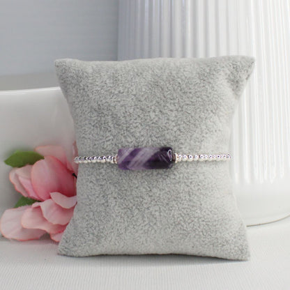 Sterling Silver Amethyst Beaded Bracelet - Twilight Muse