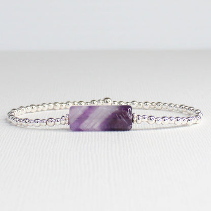 Sterling Silver Amethyst Beaded Bracelet - Twilight Muse