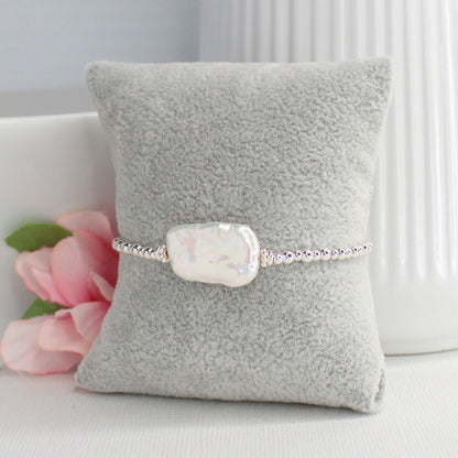 Sterling Silver Keshi Pearl Beaded Bracelet - Pure Tide