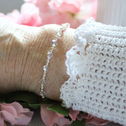 April Birthstone Sterling Silver Bracelet Stack – Made with Swarovski Crystal