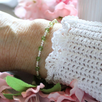 August Birthstone Sterling Silver Bracelet Stack – Made with Swarovski Crystal
