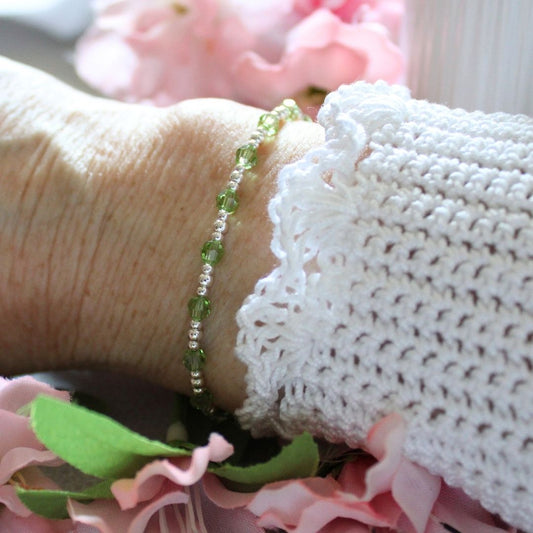 August Birthstone Sterling Silver Bracelet Stack – Made with Swarovski Crystal
