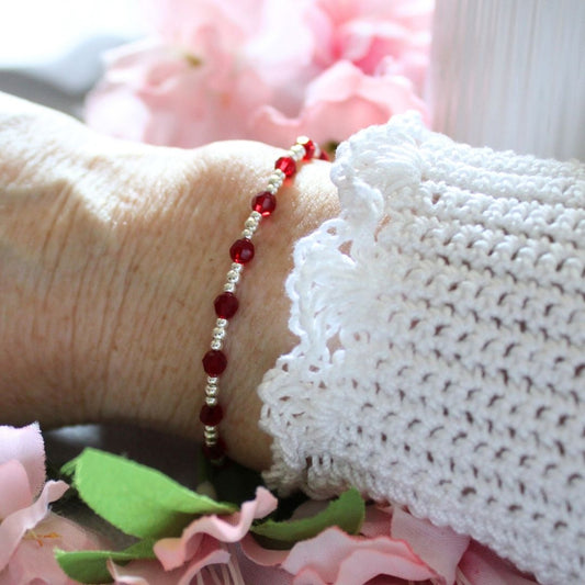 July Birthstone Sterling Silver Bracelet Stack – Made with Swarovski Crystal