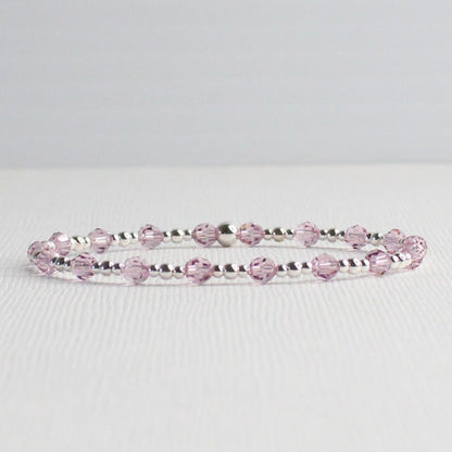 June Birthstone Sterling Silver Bracelet Stack – Made with Swarovski Crystal
