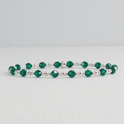 May Birthstone Sterling Silver Bracelet Stack – Made with Swarovski Crystal