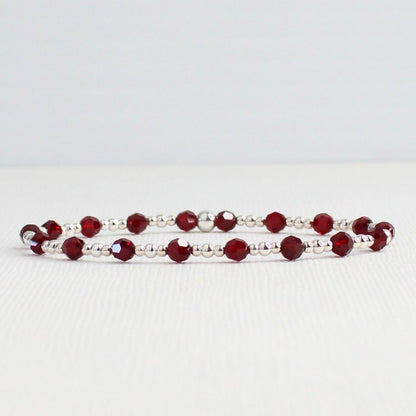 January Birthstone Sterling Silver Bracelet Stack – Made with Swarovski Crystal