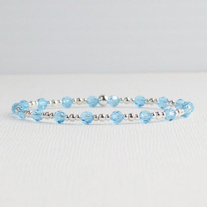 March Birthstone Sterling Silver Bracelet Stack – Made with Swarovski Crystal