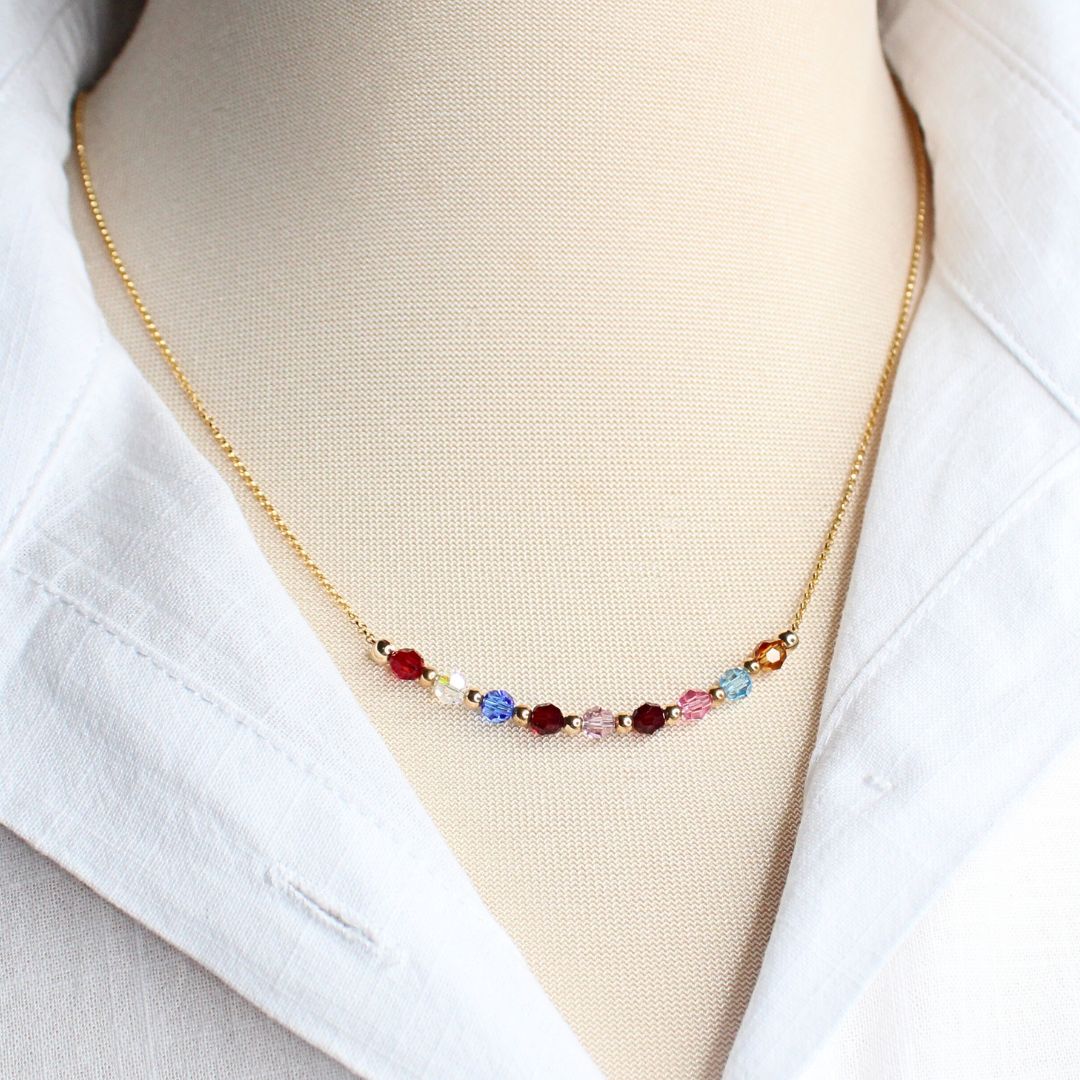 Mother's Birthstone Necklace with Swarovski Crystals