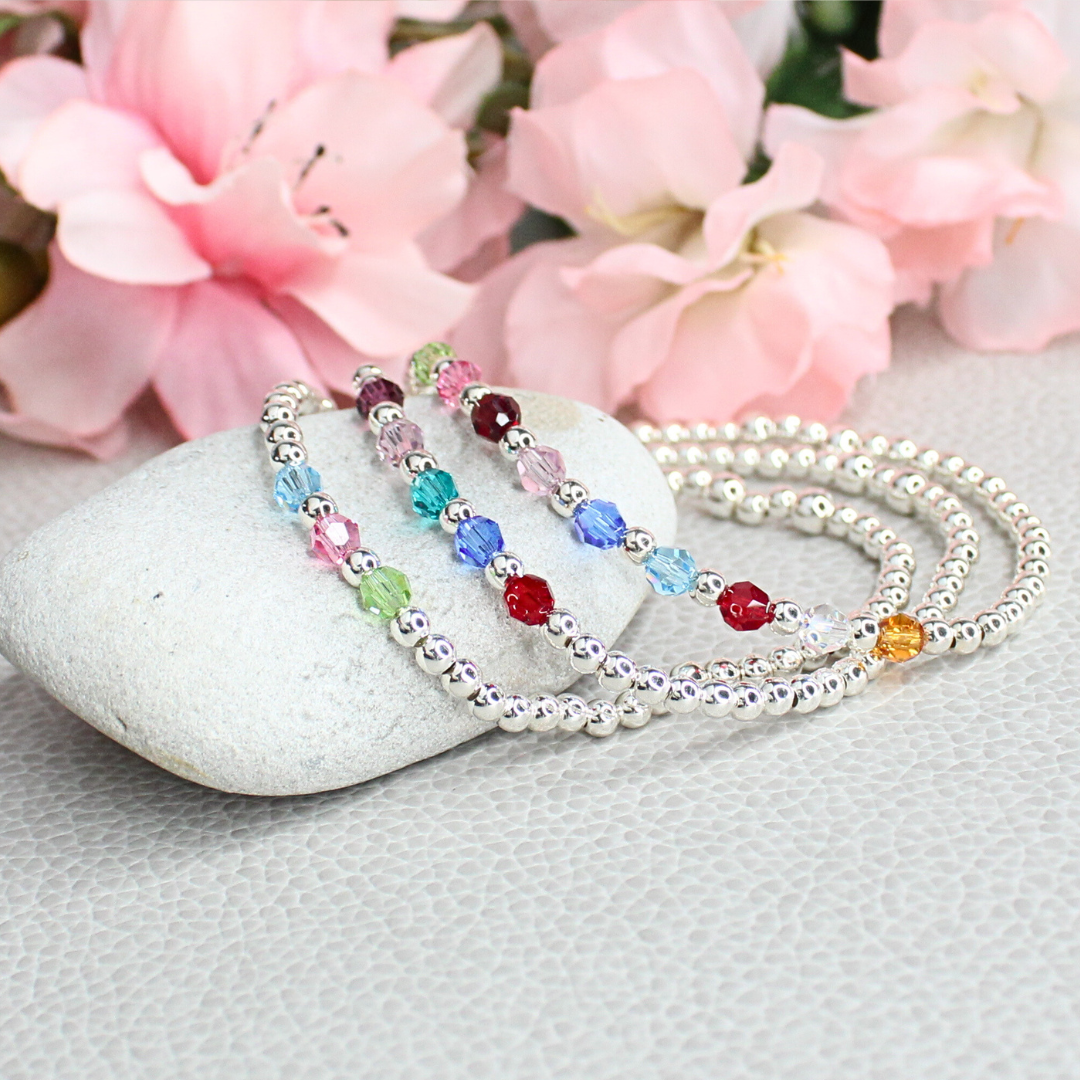 Mother's Birthstone Bracelets with Swarovski Crystals