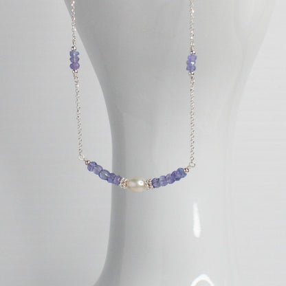 Tanzanite Pearl & Sterling Silver Necklace - Violet Bloom