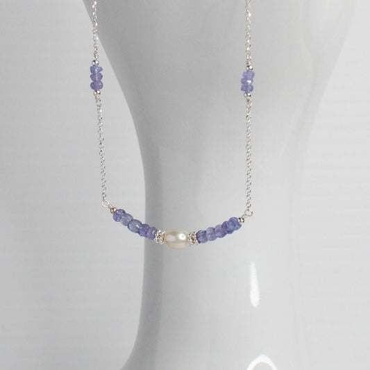 Tanzanite Pearl & Sterling Silver Necklace - Violet Bloom