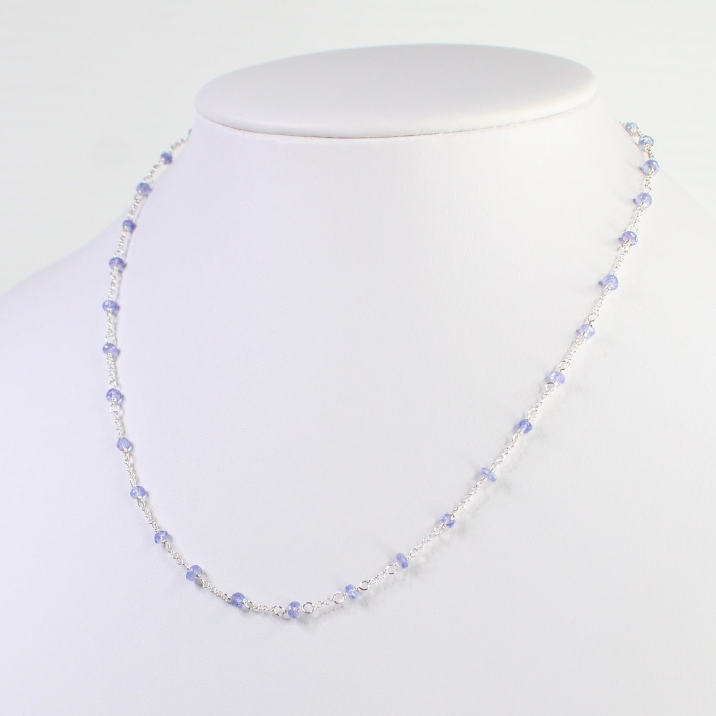 Tanzanite Beaded Satellite Chain Necklace Sterling Silver - Darby