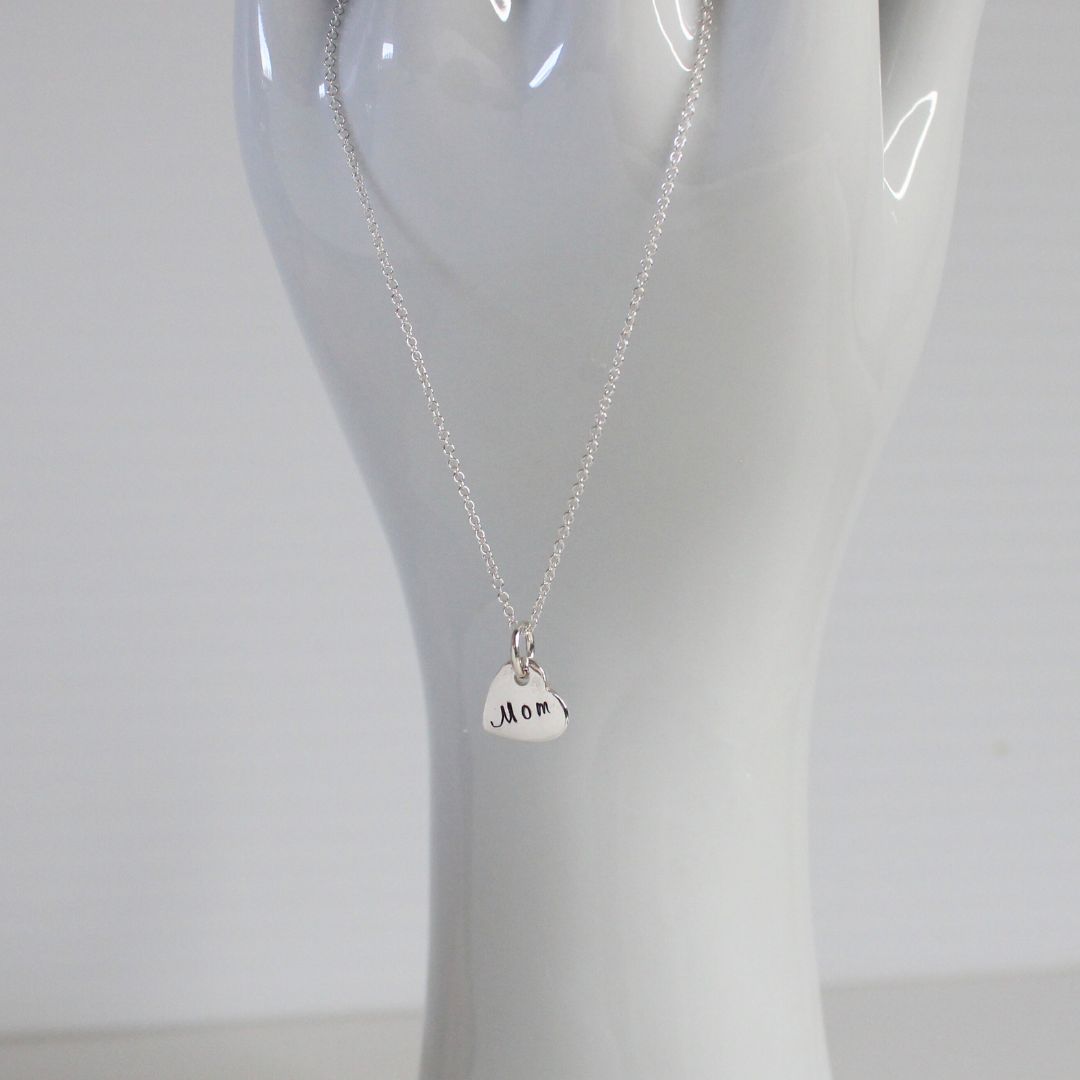 Mom Heart Pendant Necklace - Tilted Heart Love Drop