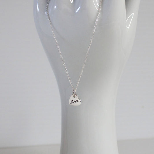 Mom Heart Pendant Necklace - Tilted Heart Love Drop