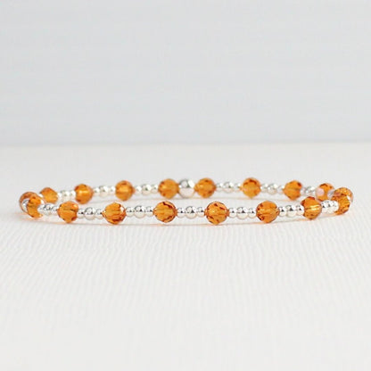 November Birthstone Sterling Silver Bracelet Stack – Made with Swarovski Crystal