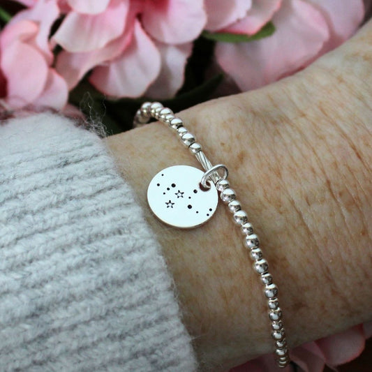 Virgo Constellation Charm Silver Bead Bracelet – Bella Love Drop