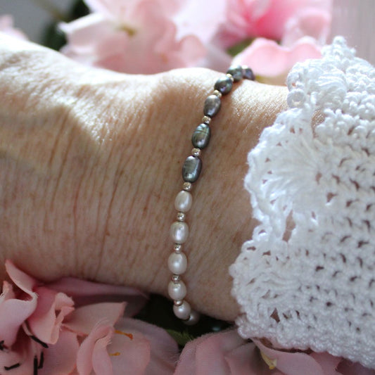 Peacock and White Pearl Bracelet - Linley
