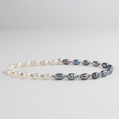 Peacock and White Pearl Bracelet - Linley
