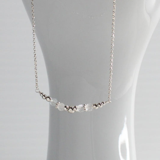 White Topaz Sterling Silver April  Birthstone Necklace - Purity