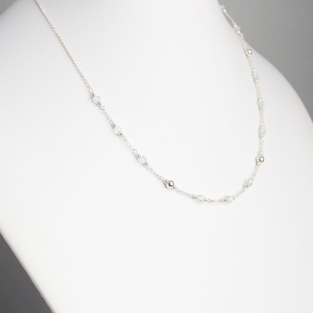 Genuine White Topaz Gemstone April Birthstone Necklace - Darby