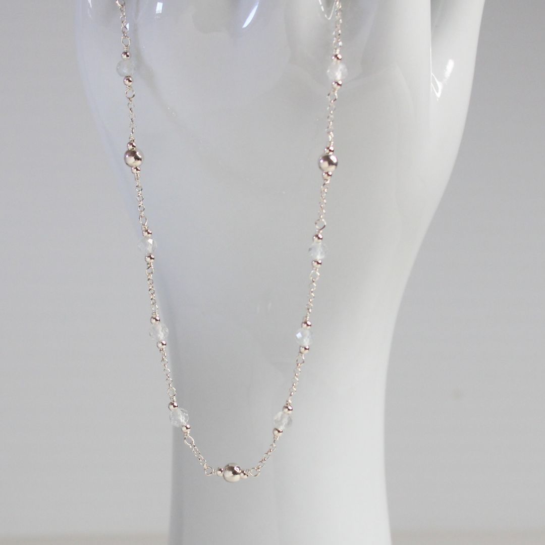 Genuine White Topaz Gemstone April Birthstone Necklace - Darby