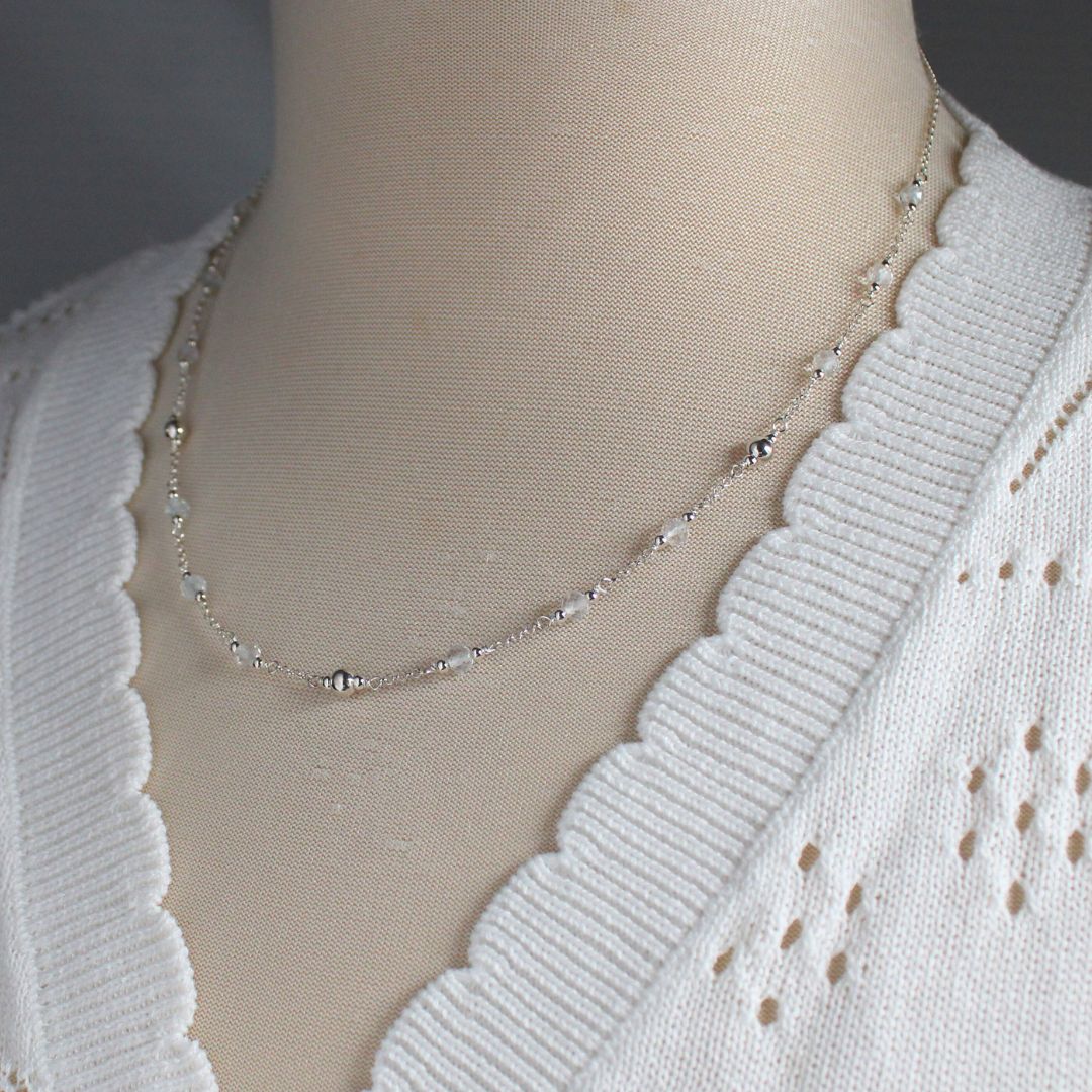 Genuine White Topaz Gemstone April Birthstone Necklace - Darby