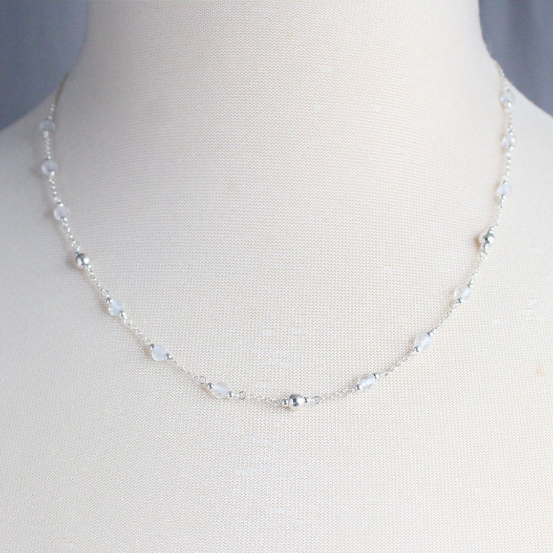 Genuine White Topaz Gemstone April Birthstone Necklace - Darby