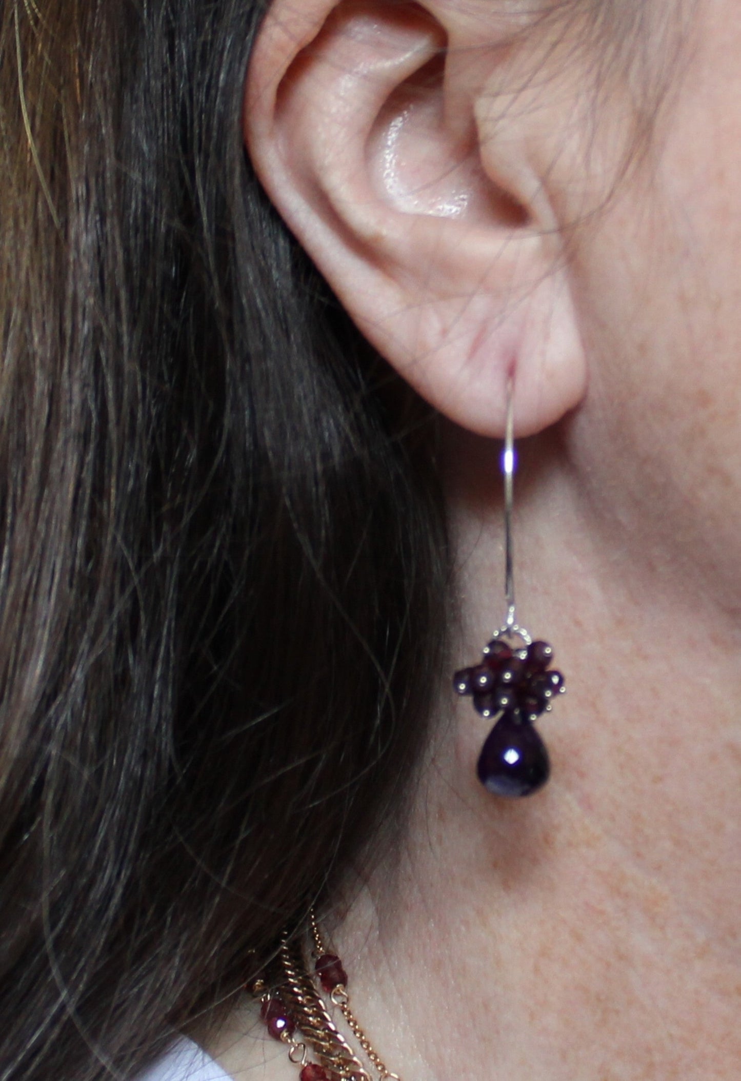 Amethyst and Rhodolite Garnet Dangle Earrings - Olivia