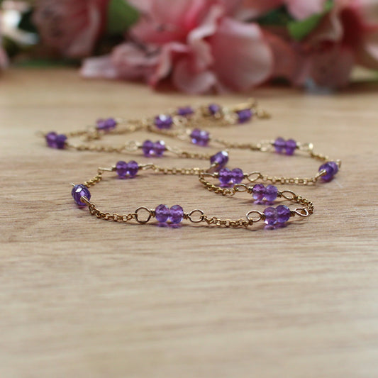 Amethyst Station Chain Necklace - Victoria