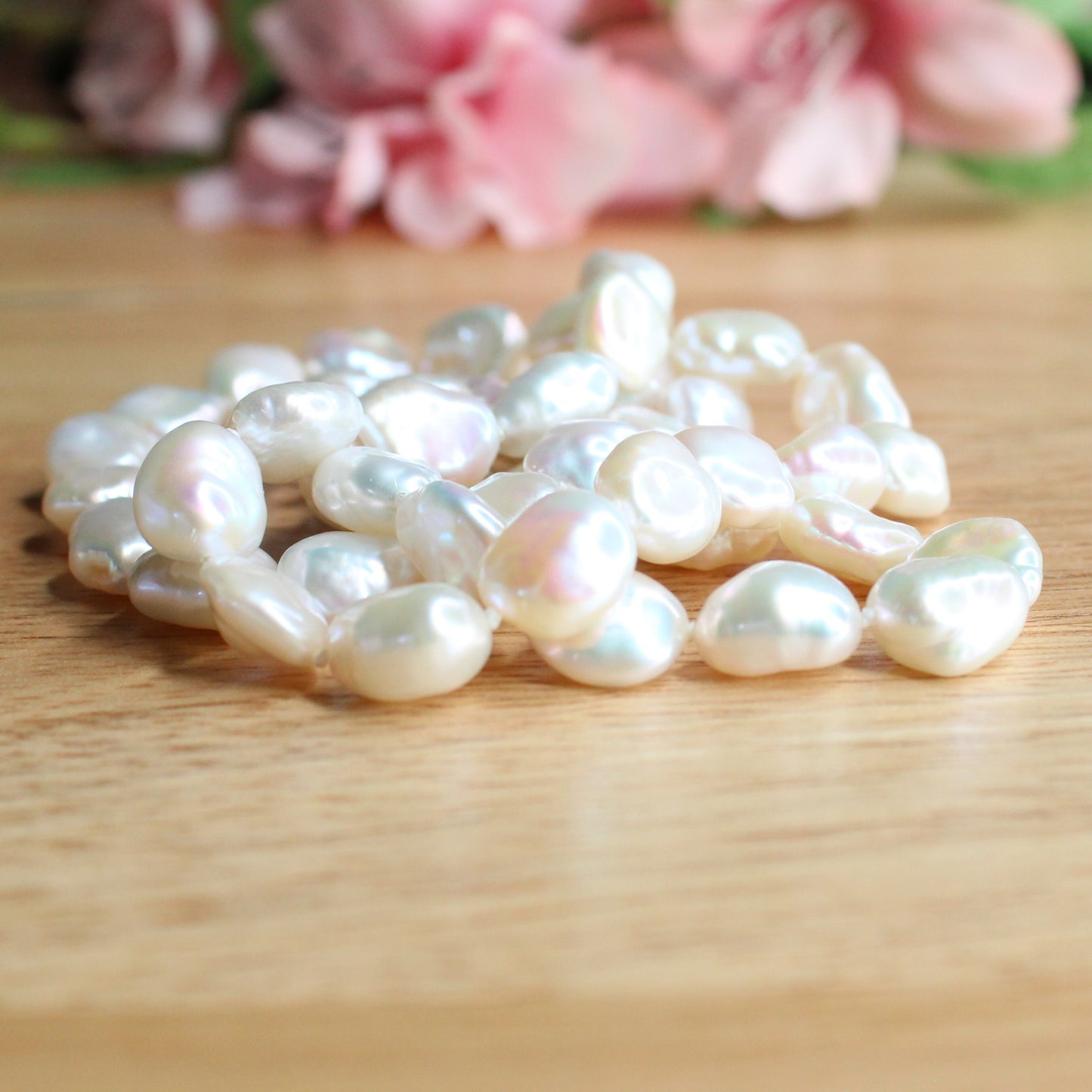 Baroque Pearl Necklace Hand knotted on Silk - Nora