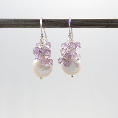 Coin Pearl Lavender Amethyst Earrings - Teagan