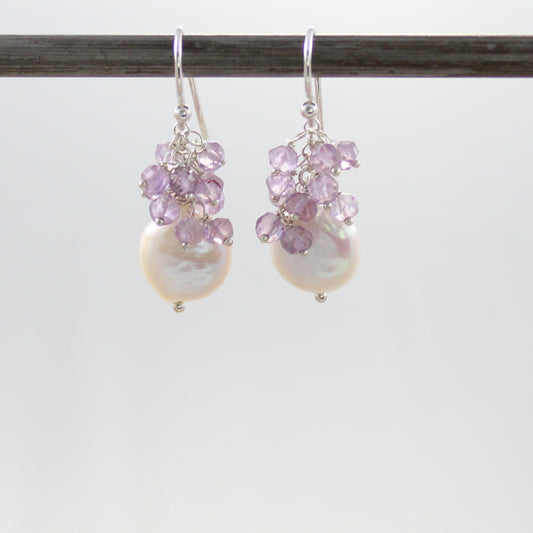 Coin Pearl Lavender Amethyst Earrings - Teagan